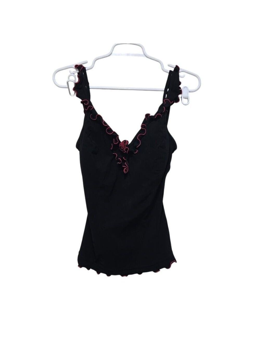 Profile Black Pink Ruffle Tankini Swim Top Lettuce Edge Women's 12